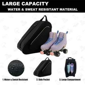 Large capacity waterproof roller skates bag with durable purple suede quad skates