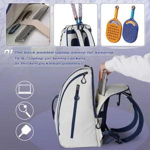 Mochila de pickleball impermeable con compartimento para portátil y gancho para valla