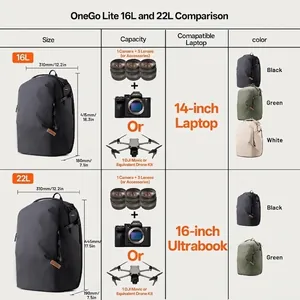 OneGo Lite 16L und 22L Kamerarucksack Größenvergleich für Drohnen und DSLRs