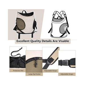 Breathable canvas pet backpack for cats and dogs with adjustable straps and mesh details