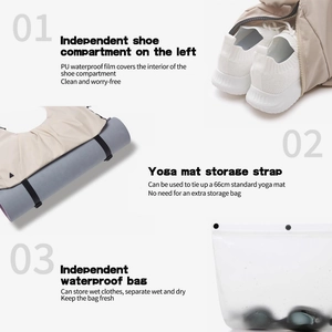 Grand sac de fitness avec séparation humide-sec, compartiment chaussures et sangles
