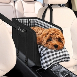 Portable Console Dog Car Seat For Small Dogs Cat Booster Seat Armrest Pet Carrier Travel Bag With Safety Leash Solid Polyester