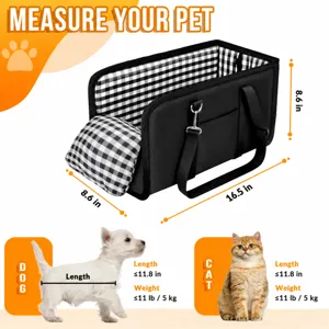Hunde-Autositz für kleine Haustiere 42x22x22 cm mit schwarz-weißem Karofutter und Polsterung