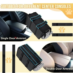 Black dog car seat for center console with checkered cushion for small pets