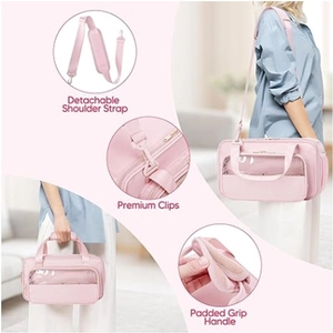 Pink storage organizer bag for 216 markers with detachable strap and padded grip