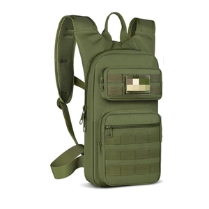 Tactical army green backpack with MOLLE system for hiking and outdoor sports
