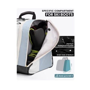 Bolsa impermeable para botas de esquí con compartimentos separados para botas en azul y blanco