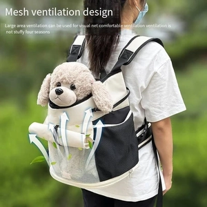 Sac à dos respirant en maille pour chats et chiens en noir et blanc pour l'extérieur