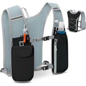 Lightweight grey off-road cycling backpack with water bag compartment and breathable mesh