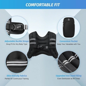 Adjustable 5-10kg weighted training vest with iron sand filling and reflective strips