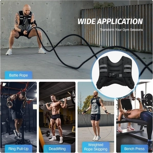 Weighted vest showing wide application in battle rope, rings, and deadlift training
