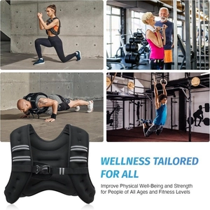 Detail of adjustable weighted vest with reflective strips for full-body strength training