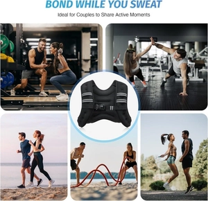 Detail of black weighted vest with reflective strips and buckle for fitness training