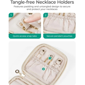 Organisateur de bijoux de voyage avec boutons-pression et pochette pour colliers