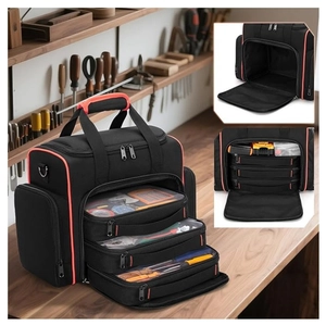 Sac à outils d'électricien en tissu Oxford avec 3 couches de rangement transparent