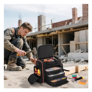Détails du sac à outils en tissu oxford avec poches multicouches et emplacements variés