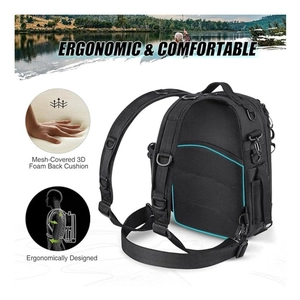 Sac à dos de pêche ergonomique avec coussin dorsal en maille 3D et nylon imperméable