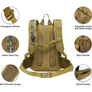 Tactical hydration backpack 22L with 3L TPU bladder for outdoor hiking and trekking