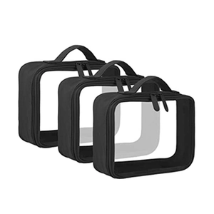 Neceser Transparente Aprobado por la TSA Estuche de Maquillaje de PVC Portátil Con Asa Cierre de Cremallera Bolsa Organizadora de Viaje Impermeable para Mujeres Hombres