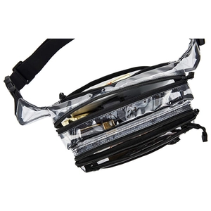 Waterproof clear PVC fanny pack with multi-layer zippers and adjustable black strap