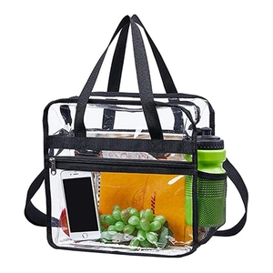 Sac Fourre-tout Transparent Approuvé par le Stade PVC Sac à Bandoulière Transparent Avec Poche en Filet Sac de Rangement Imperméable