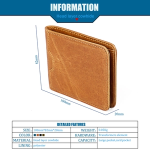 Specifiche dettagliate delle dimensioni e materiali per portafoglio RFID in pelle