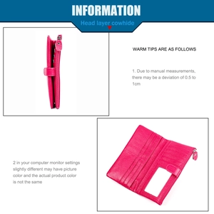 Detailed view of rose pink cowhide leather wallet with RFID slots and zip coin pocket