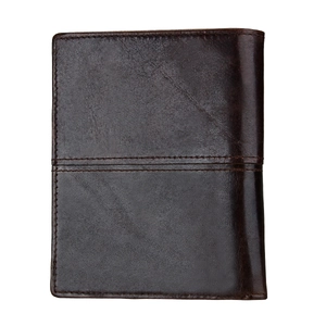 Portefeuille vintage en cuir ciré marron foncé pour hommes avec protection RFID