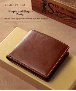 Detailed view of brown genuine leather wallet with fine stitching on vintage background