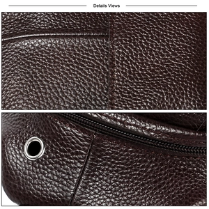 Close-up of pebble grain leather texture with precision stitching and metal earphone port
