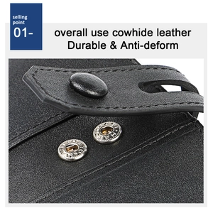 Detailed macro view of natural grain cowhide leather with durable metal snap button closure