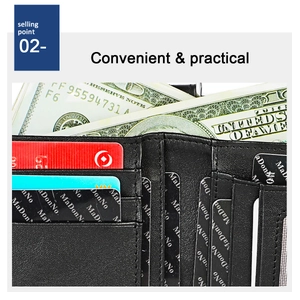 Detail of RFID oil wax leather wallet featuring vertical card slots and banknote pocket