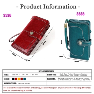 Détails de l'intérieur du portefeuille en cuir pour femme avec emplacements RFID