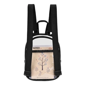 Mini sac à dos transparent en PVC avec sangles noires réglables pour stade et loisirs