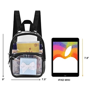 Mini sac à dos compact en PVC transparent 9x7,5 pouces avec iPad pour comparaison