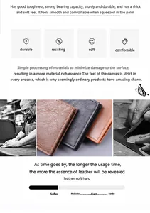 Detail view of leather wallet texture and softness scale for vintage men's billfolds