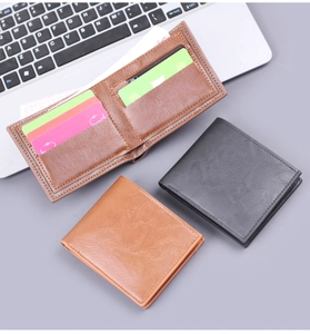 Detailed interior of men's bifold wallets showing card slots and zipper pocket
