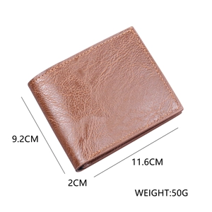 Brown bifold faux leather wallet for men with vintage texture and detailed stitching