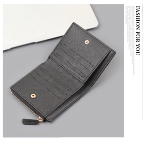 Internal layout of Saffiano leather wallet with card slots and zipper coin pocket
