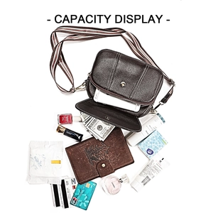 Top view of brown lychee leather shoulder bag showing spacious interior with daily essentials
