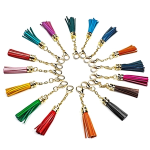 Fashion Genuine Leather Tassel Keychain For Women Bag Charm Zinc Alloy Lobster Clasp Key Ring Car Pendant Accessory