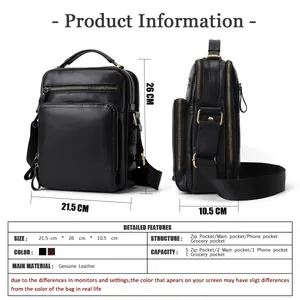 Guida alle taglie della borsa a tracolla in pelle con dimensioni e specifiche tasche