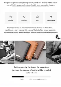 Detail view of premium head layer cowhide texture and soft leather fold of the wallet