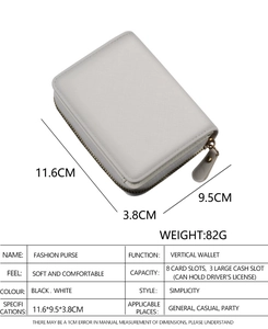 Portefeuille vertical blanc dimensions 11,6x9,5x3,8cm avec texture croisée et souple