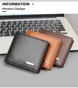 Detailed view of leather wallets in black and brown with sleek metal trim and pebble texture