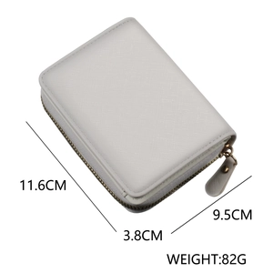 Portefeuille vertical blanc en cuir Saffiano pour homme avec fermeture éclair 11,6x9,5cm