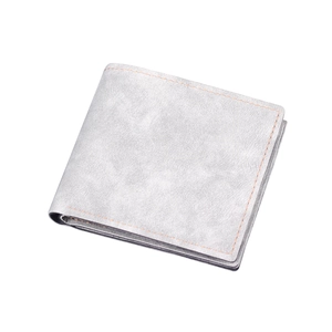 Portafoglio bifold da uomo in pelle grigia opaca con cuciture arancioni a contrasto