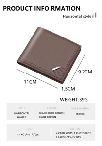 Internal layout detail of the brown men wallet showing card slots and ID window