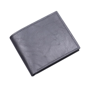 Classic black leather bi-fold wallet for men with durable stitched edges and sleek texture