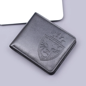 Portefeuille Court Homme en Cuir PU Vintage Texture Litchi Gaufrage Lion Bouclier Porte-cartes de Crédit pour Usage Quotidien